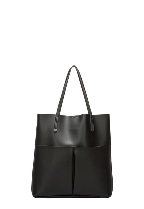 The Annalise XL Tote from the Lori collection uses an unlined smooth PU which remains flexible when you wear it. Simple details such as the debossed Claudia Canova logo and double front pocket detail and the soft and flexible shape makes this bag lightweight and sleek, great for storing all your daily essentials. Inside is a removable zippered pouch, which you can clip in place to keep your more valuable items extra safe. Features: , Unlined smooth PU, Claudia Canova blind debossed logo, Twin grab handles, Soft and flexible shape, Removable inner pouch with zip fastening, Double front pocket detail, Mag-dot fastening Style Ref: 84382 BLACK