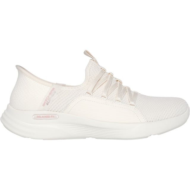 Step into stylish comfort with Skechers Hands Free Slip-ins: Relaxed Fit Sport - Ballet Chic. Featuring a mesh bungee-laced upper, our exclusive Heel Pillow, and a cushioned Skechers Air-Cooled Memory Foam insole.