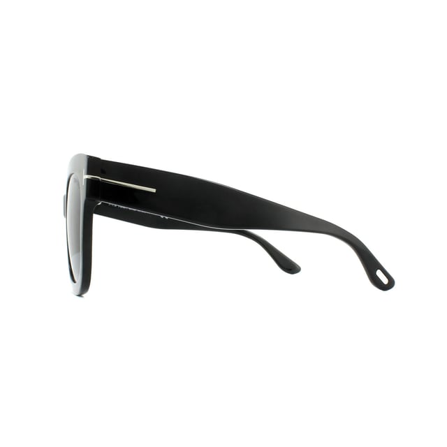 Tom Ford Sunglasses 0613 Beatrix 01C Shiny Black Smoke Grey Mirror are a large oversized softened square design with the classic T logo on the temples and Tom Ford logo plaque to the temple tips