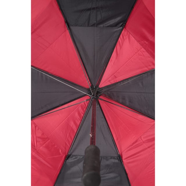 100% Polyester. Width: 130cm. Design: Contrast, Stripe. Double Canopy, Rubber Handle. Durable. Handle Features: Non Slip.