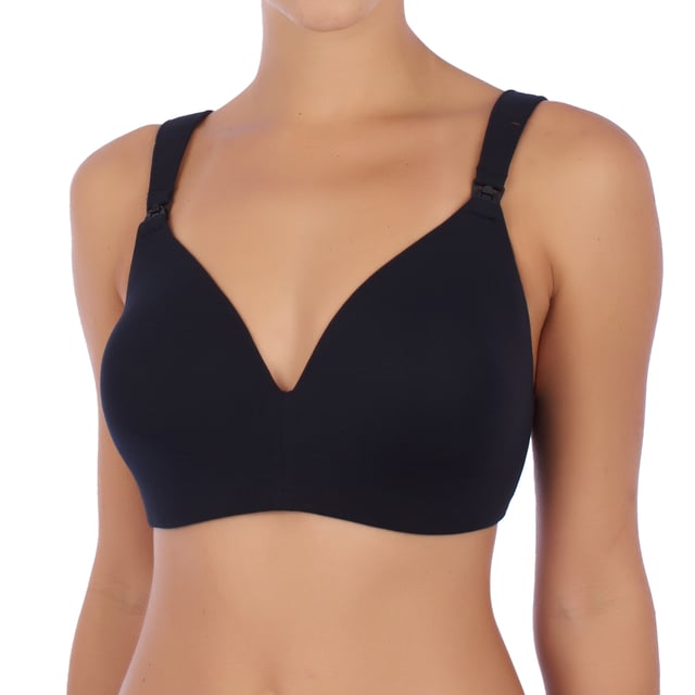 Non-wired nursing bra, designed to provide comfort and support to nursing mothers.

 Details:

 - Made of soft, stretchy fabric for a comfortable, long-lasting fit.
 - Flattering V-neckline and wide adjustable straps for added customization.
 - Clip system on the straps to easily lower the cups and facilitate breastfeeding.
 - Rear eyelet closure with 4 columns and 3 hooks, which ensures a firm and secure fit.

 A functional and comfortable garment, ideal for pregnant and nursing women who prioritize practicality and comfort.
 Composition: 67% Cotton, 30% Polyester, 3% Elastane
 Care:
- Hand wash.
 - Use mild detergent.
 - Avoid tumble drying.
 - Do not use bleach.