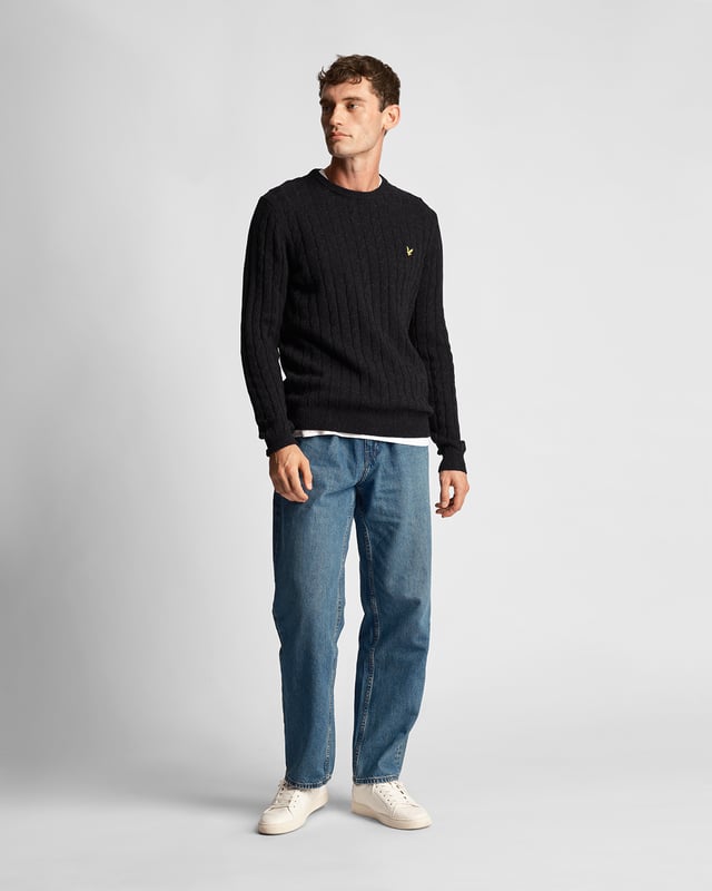Lyle & Scott Cable Knit Mens Navy Sweater