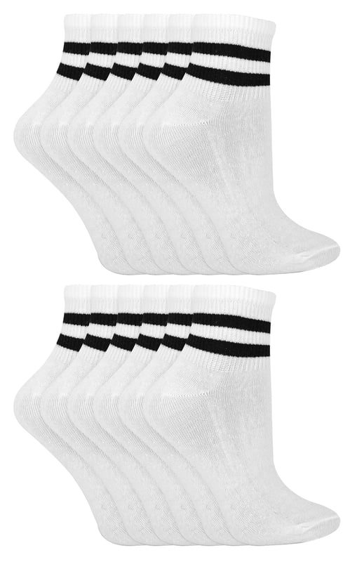 Op zoek naar een betaalbaar, stijlvol paar enkelsokken die perfect zijn voor sporten en hardlopen? Zoek niet verder dan de dames gestreepte enkelsokken van Sock Snob! Gemaakt met katoenrijke vezels, ze zullen ervoor zorgen dat je voeten de hele dag zacht en comfortabel blijven, of het nu een normale werkdag is of een dag vol oefening en activiteit, ze houden je comfortabel. Deze sokken zijn ideaal voor sporten en hardlopen, dus als je op zoek bent naar een paar sokken voor bij je volgende trainingssessie of joggen in het park, dan zijn deze zijn het! Ze zijn verkrijgbaar in zwart of wit, zodat je ze naadloos kunt matchen met je garderobe. Verkrijgbaar in 12 paar per verpakking, ze zijn niet alleen comfortabel, maar bieden ook veel waar voor je geld. enkellengte betekent dat je ze kunt dragen zonder dat je je zorgen hoeft te maken dat ze in je schoenen vallen. Deze sokken worden geleverd in 12 paar per verpakking en zijn one size dames 37-42 EU. Ze zijn gemaakt van: 62% katoen, 36% polyester, 2% elastaan ​​en zijn verkrijgbaar in zwart of wit. Ze zijn veilig machinewasbaar.