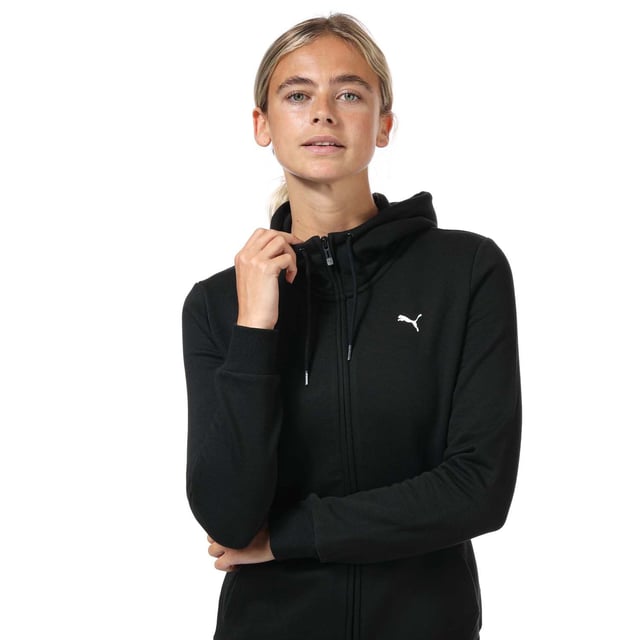 Women's Puma Essentials Full Zip Hoody in Black