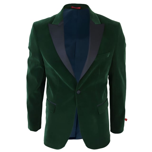 Elevate your style with this Mens Green Velvet Tuxedo Suit Jacket, tailored to perfection for a sharp and sophisticated look. Crafted in stunning red velvet, it features contrasting black satin peak lapels and matching satin buttons, along with a classic retro black satin round shawl lapel for that timeless elegance. Key Design Features:Premium Velvet Finish: The luxurious green velvet fabric exudes opulence and refinement, making a bold style statement.Contrasting Satin Accents: The black satin peak lapels and buttons provide a striking contrast, adding a touch of sophistication and flair.Classic Shawl Lapel: The round shawl lapel brings a classic and timeless element to the design, reminiscent of vintage Hollywood glamour.Tailored Fit: With a tailored fit that strikes a balance between slim and regular, this jacket ensures a modern, flattering silhouette.Versatile Formal Attire: Ideal for formal occasions such as weddings, proms, parties, and black-tie events, this tuxedo dinner jacket helps you stand out from the crowd with effortless style.Complete your formal ensemble with this exquisite velvet blazer, and discover even more styles and colors to suit your taste and occasion in our store.