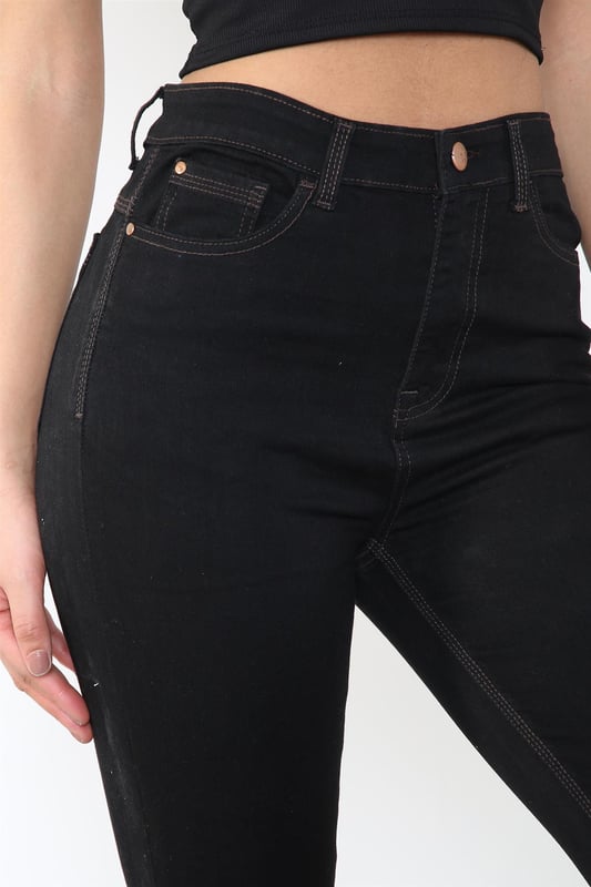 Ladies Magic Shaping High Waisted Straight Leg Jeans in Black