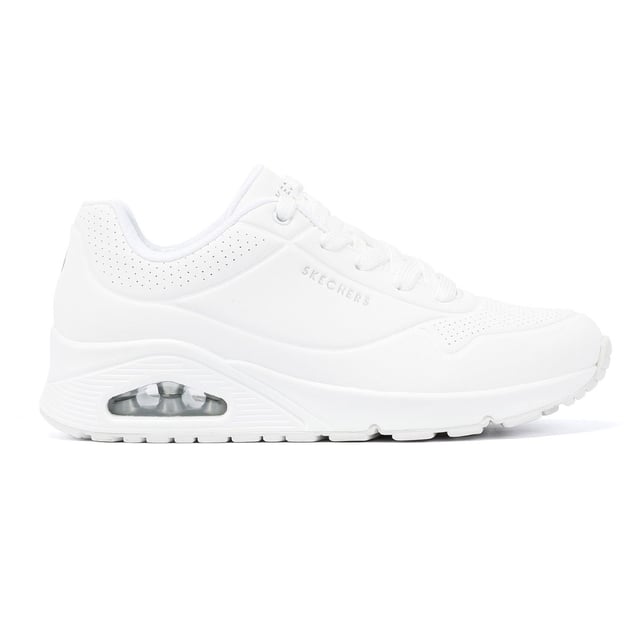 Discover the ultimate comfort with these sneakers crafted with a smooth synthetic Durabuck perforated upper for durability and style. Features Skechers Air-Cooled Memory Foam insole for enhanced comfort, pressure relief, and breathability. Equipped with Skech-Air visible air-cushioned midsole for superior cushioning and a flexible rubber traction outsole for stability.