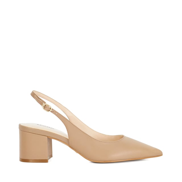 Dune Ladies Compelled - Pointed Toe Slingback Court Shoes Looking for a timeless, forever court? Compelled is the perfect versatile block-heel sandal that you will turn to, season after season. Featuring a classic pointed toe and a secure slingback fastening, they're perfect for parties, weddings and more.