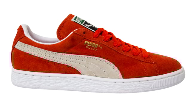 Puma Mens Suede Classic Orange Suede Leather Lace Up Trainers