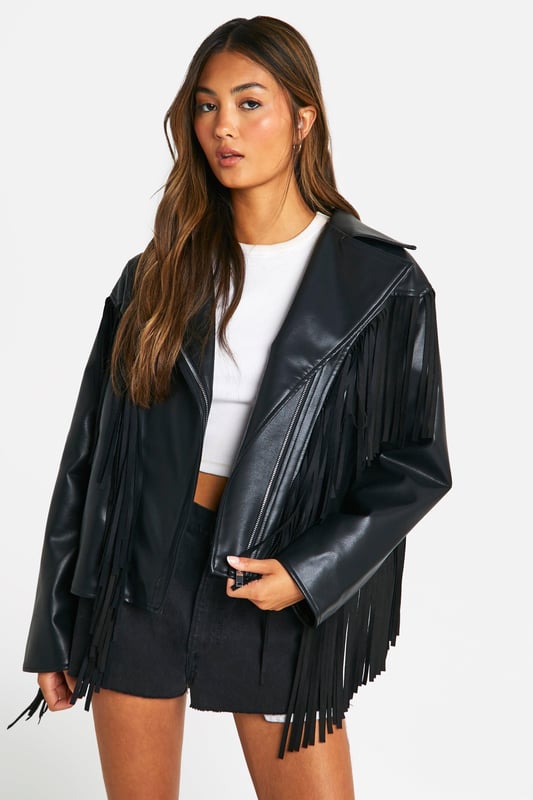 A short, close-fitting jacket complete with zips and stud detailing, rock some seriously cool vibes on the day-to-day with a biker jacket. Whether you prefer cropped, longline or a classic oversized shape for vintage vibes, biker jackets are a wardrobe classic that's perfect for edging up your outfit. Layer up your dress with a suede biker jacket, or show off your shape with a black biker jacket that's both timeless and flattering.Style: Biker JacketFabric: Faux LeatherSleeve Length: Long Sleeve