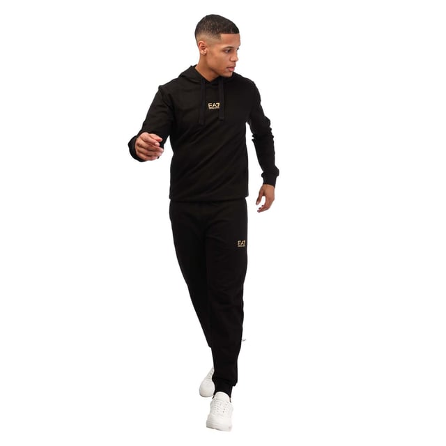 Armani black deals and gold tracksuit