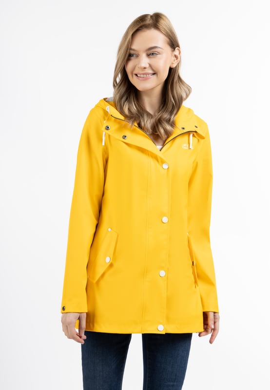 Geen vulling  Op regenachtige dagen biedt deze klassieke ICEBOUND heerlijke bescherming. Het gecoate materiaal is wind- en waterdicht en ideaal voor een wandeling in alle weersomstandigheden. De licht getailleerde, middellange vorm biedt extra bescherming tegen regen met de brede capuchon en stijlvolle koorden. De drukknoopsluiting boven de ritssluiting en de schuine klepzakken optimaliseren de jas bovendien op het gebied van weersbestendigheid.  Regenjas