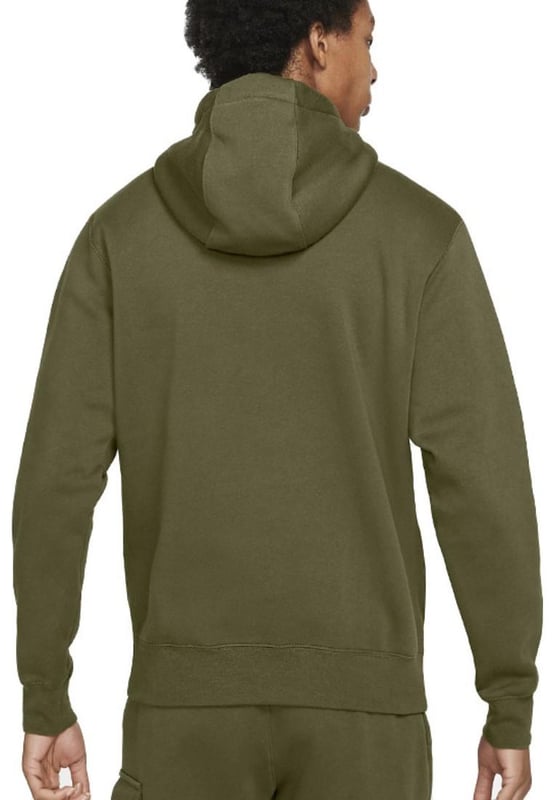 Nike Club Pullover Hoodie Embroidered Logo In Olive