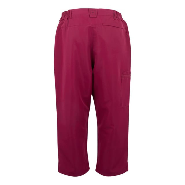 100% gerecycleerd polyester. Ontwerp: Logo, Wandelen. Sluiting: Knoop, Ritsgat. Stoftechnologie: Kreukherstellend, Duurzame waterafstotende afwerking, Lichtgewicht, Sneldrogend, Geweven. Riemlussen, Capri. Zakken: 2 Zijzakken, 1 Dijbeenzak, Rits. Waistline: Deel Elastiek. Zoom: Aantrekkoord. Zonclassificatie: UV 50.