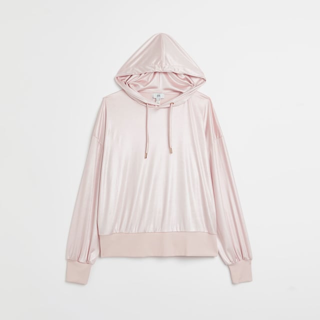 River Island Womens Hoodie Petite Beige Blouson Slinky