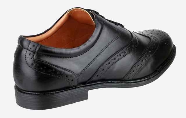 Amblers have crafted these muat have Oxford brogues called the Liverpool to give you a stand out formal look every time you lace them up.
 - Smart mens dress shoe in Oxford brogue styling, padded collar and wing-tip toe.
 - Stylish and formal leather Oxford Brogue
 - Crafted with a smooth leather upper and soft leather lining
 - Neat trims and perforated overlays bordered with stitching accents
 - Full lace front with five perforated eyelets and matching laces
 - Lightly padded collar for comfort
 - PU sole with smart heel