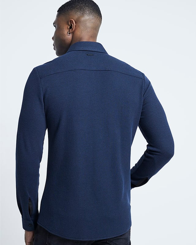 Slim fit, Waffle textured fabric, Collared, Button fastening, Long sleeves