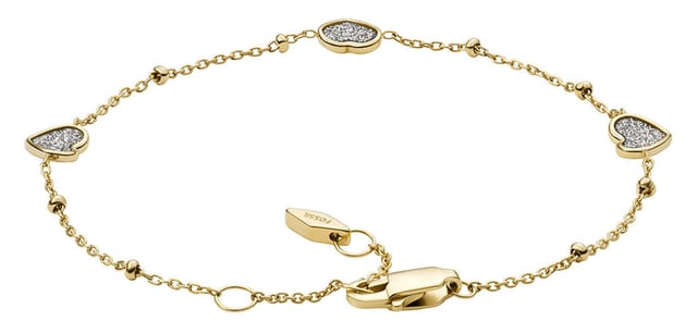This dazzling Bracelet for Women from Fossil Jewellery is the perfect gift to spoil yourself or a loved one. The Bracelet is made out of Stainless Steel, colored Gold at Length: 16.5 cm weighing in at 3 grams with a Width of 0.6 cm at its widest point. The Fossil Jewellery 'Sutton' Women's Stainless Steel Bracelet - Gold JF03940710 is delivered in a stunning gift box and carries a two year warranty.