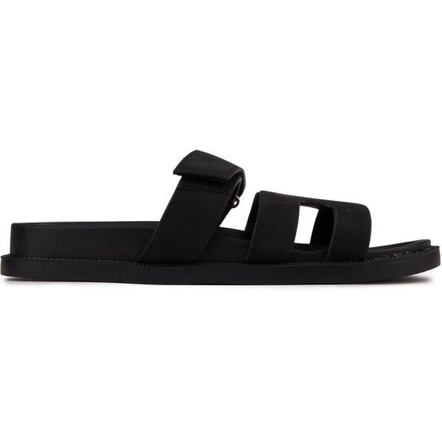 Zwarte Solesister hope-voetbedsandalen voor dames, vervaardigd met kunststof en een synthetische zool. Kenmerken: klittenbandsluiting aan de bovenkant voor pasvorm en synthetische voering en sok.