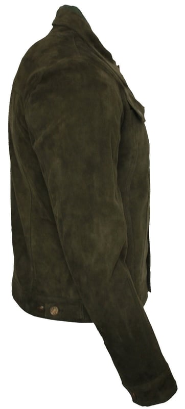 The stylish denim inspired shirt gets reinterpreted in the softest goat suede leather. This slim fit garment is your style statement, exuding a design that echoes 70's Americana. The jacket features press button fastening and adjustable waistband and cuffs for added comfort. This retro jacket will look great with your favourite jeans and a pair of