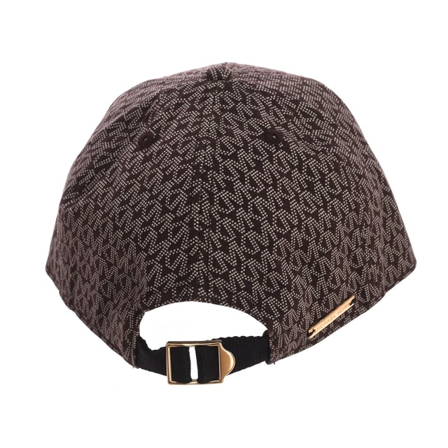 Michael Kors women's cap.
 Brand acronyms stamped consecutively.
 Strap with adjustable closure.
 Logo plate detail on the back.
 Seams seen in tone
 Composition: 97% Organic cotton, 3% Elastane
 Care:
Handwash.
 Dry horizontally.
 Iron at low temperature.
 Do not use bleach.