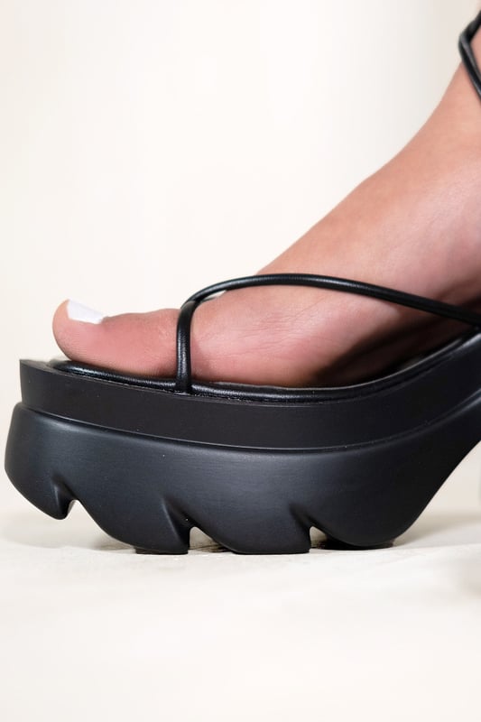 Black chunky lace up sandals shop