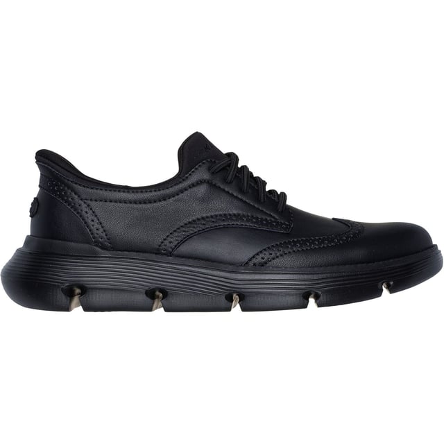 Kantoorlook en moeiteloos comfort gaan samen in de Hands Free Slip-ins van Skechers: Garza - Sully. Ontworpen met ons exclusieve Heel Pillow, heeft deze Classic Fit vleugeltip stijl een leren bovenkant met een Air-Cooled Memory Foam binnenzool met antraciet-infusie.
