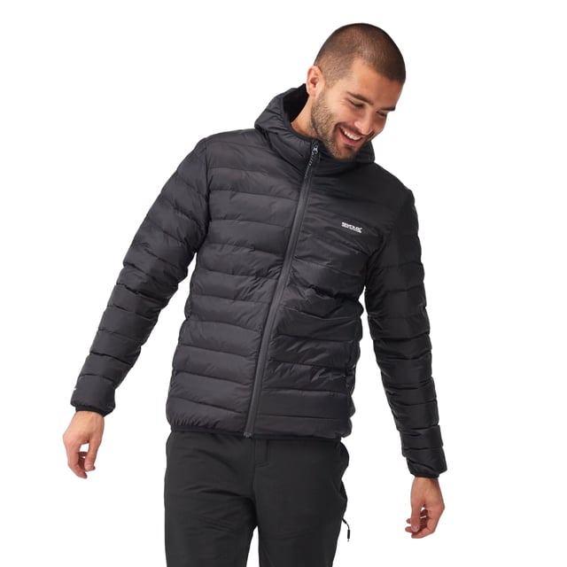 Material: 100% Polyamide. Fabric: Baffled, Synthetic Down Touch. Design: Logo. Fabric Technology: DWR Finish, Insulating, Lightweight. Neckline: Hooded. Sleeve-Type: Long-Sleeved. Padded. Cuff: Stretch Binding. Hood Features: Grown On Hood, Stretch Binding. Pockets: 2 Lower Pockets, Zip. Fastening: Full Zip. Hem: Stretch Binding. Denier: 20D. Sustainability: Feather-Free, Made from Recycled Materials.