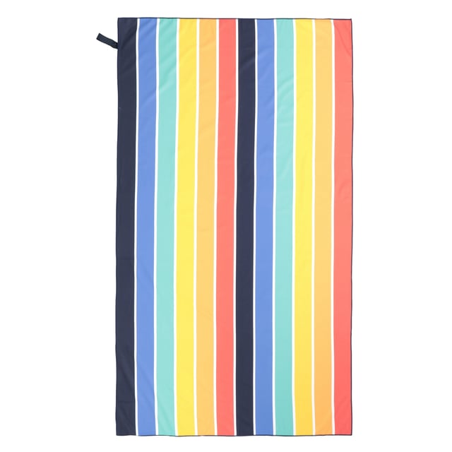 100% Polyester. Fabric Technology: Absorbent, Lightweight, Quick Dry. Fabric: Microfibre. Height: 150cm. Length: 85cm. Design: Printed, Rainbow, Stripe. Compact.