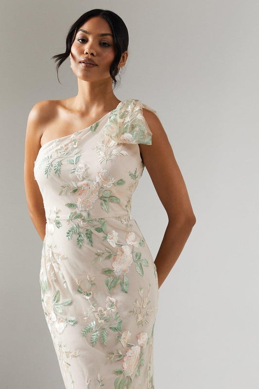 Coast☆OneShoulder Rose Embroidered Bridesmaid Dress【UK発】 One Shoulder Rose Embroidered Bridesmaids Dress