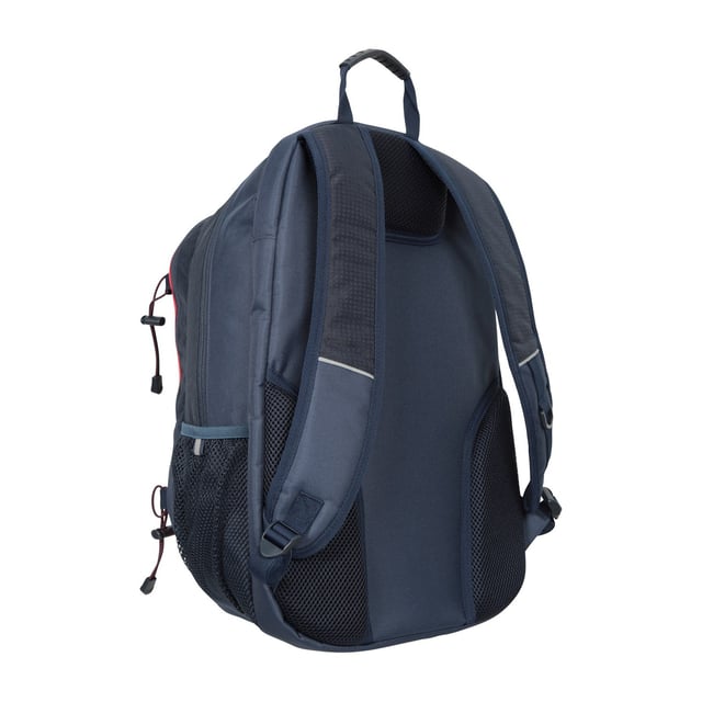 Outer Materials: 100% Polyester. Filling Material: 88% Foam, 12% PU Foam. Height: 45cm. Length: 30cm. Width: 21cm. Fabric Technology: Breathable. Design: Contrast, Logo. Fastening: Zip. Adjustable Strap, Air Mesh Back, Laptop Sleeve, Organiser Section, Padded Compartment, Padded Mesh Back, Reflective Detail. Compartments: 2 Bottle Holders, Zipped Compartment. Capacity: 23L. Lining Material: 100% Polyester.