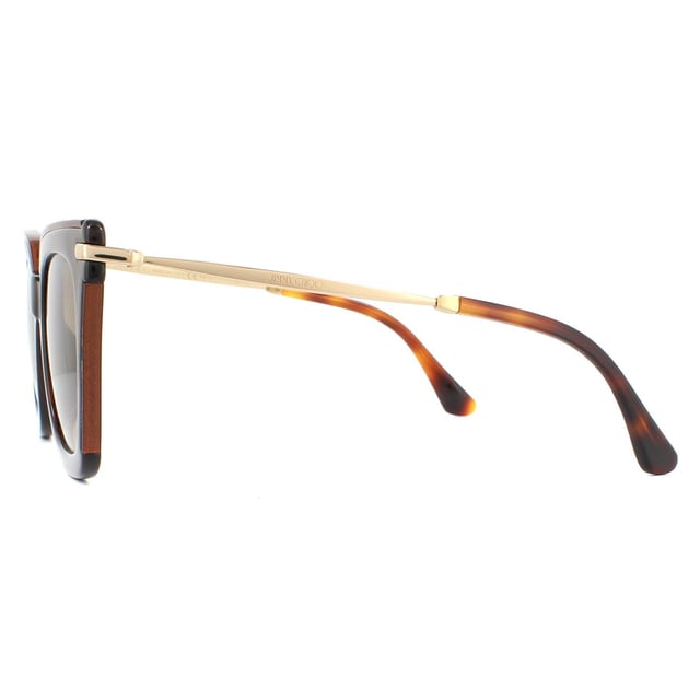 Jimmy Choo Sunglasses Ciara/G/S OCY HA Glitter Havana Brown Gradient are an edgy square style with a chunky plastic frame front and slim metal temples engraved with the Jimmy Choo logo.