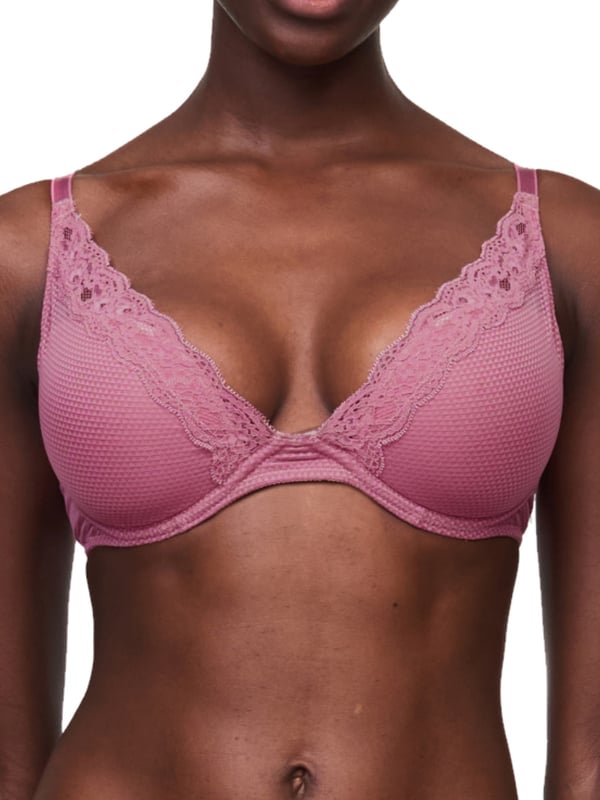 Passionata Brooklyn Plunge Bra. With smooth cups, graphic tulle and tulle lining. Product is recommended hand wash only.