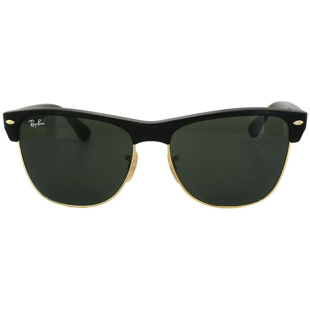 Ray-Ban Sunglasses 4175 877 Demi Shiny Black Green are an oversized version oval version of the classic clubmaster style which incorporates some of the design of the wayfarer also in the frame The large plastic top brow bar above the oval lenses with the metal rims still have that retro feel but with some contemporary design mixed in.