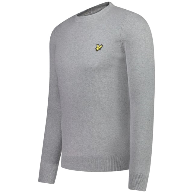 Lyle & Scott Grey Jumper, 100% Cotton, Small Branded Badge On Left Chest, Made In Bangladesh, Grey Jumper Crew Neck