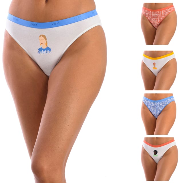 Pack of 5 Panties DIM Cotton Stretch Comfort.
 Rubber waistband.
 Detail of the brand logo embroidered on the waistband.
 Elastic and breathable fabric.
 Tonal interior lining.
 Seams seen in tone.
 The limitless comfort of elastic, soft and extensible cotton.
 The covering and minimalist shape of these women's panties are a basic.
 Made of very soft elastic cotton and with a contrast waistband.
 Eco-responsible initiative.
 Reusable bag.
 Composition: 95% Cotton; 5% Elastane
 Care:
Wash at 40°C.
 Do not use a dryer machine.
 Do not bleach.
 Do not iron