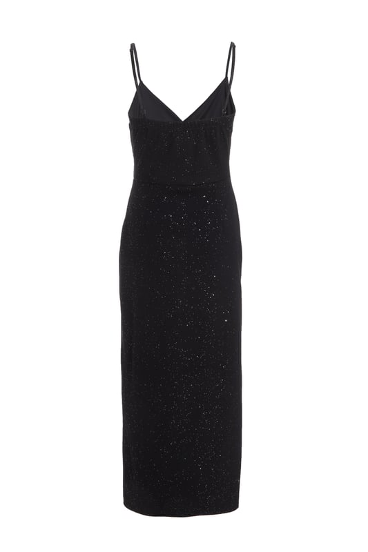 green emerald velvet dress BIA BLACK LEG SPLIT MAXI SEQUIN DRESS FEATHER TRIM main image 0