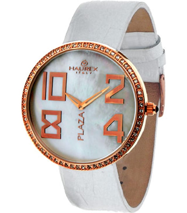Haurex Italy, PlazaWhite Leather Gold Watch