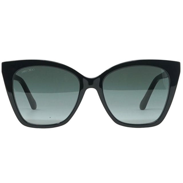 Jimmy Choo Rua 807 Black Sunglasses. Experience luxury and sophistication with the Jimmy Choo Rua 807 Sunglass. Crafted from the finest materials, these sleek sunglasses feature 100% UVA/UVB protection and refined metallic accents. Admire the sophisticated Jimmy Choo style with these timeless sunglasses.. Black Sunglass, Nose Bridge Width = 18mm, Lens Width = 56mm, Arm Length = 145mm. Branded Sunglasses Case and Cleaning Cloth Included. 100% Protection Against UVA &amp; UVB Sunlight and Conform to British Standard EN 1836:2005, Sunglasses, Sunglasses Case, Cleaning Cloth and Care Instructions all Included. Jimmy Choo Rua 807 Sunglass