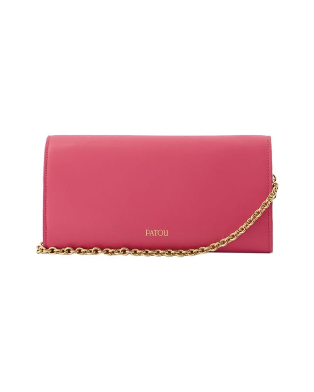 Shoulder strap : 58 cm. Worn crossbody - one shoulder chain. Material : smooth calfskin. Colours: PINK - PINK. Fit: true to size - Sizing: European. Closure : flap with magnetic clasp. Interior : One zipped pocket, one flat pocket. width: 40mm, length: 210mm, height: 110mm