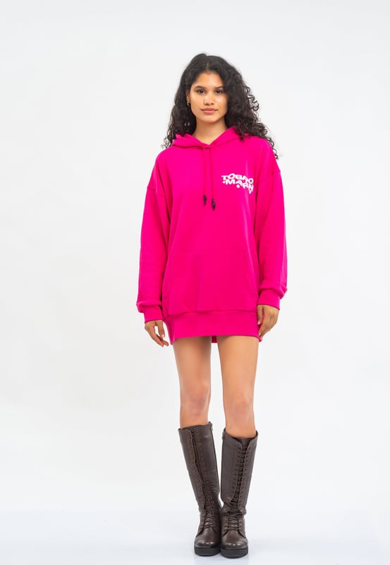 Tom Barron oversized damesjurk met capuchon en logo op de rug