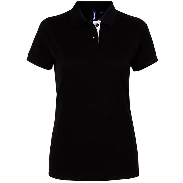 Fitted polo shirt with contrast collar and placket. Two contrast coloured buttons on placket. Contrast colour on side vents. Twin needle stitching on hem. Ribbed knit collar and sleeve cuffs. Machine washable. Fabric: 100% Cotton. Size (Chest): XS- 8 (33), S- 10 (35), M- 12 (37), L- 14 (39), XL- 16 (41), 2XL- 18 (43).