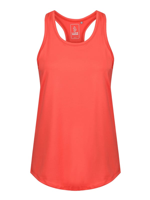 Train in style with this racer back vest from the LUKE womenswear performance range. Cut from a high performance, recycled fabrication, it is designed with comfort, sustainability and flexibility in mind. The fabric has moisture absorbing properties and elastic fibres for ultimate support when on the move. This piece is complete with the brands iconic rubberised lion head badge on the back panel.