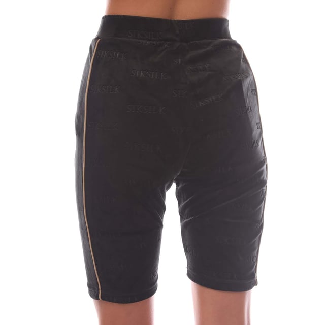 inchBlack Cycle ShortRegular fitSoft touchEmbroidered SikSilk logoVelour panelsGold corded pipingMachine wash94% Polyester 6% Elastane inch