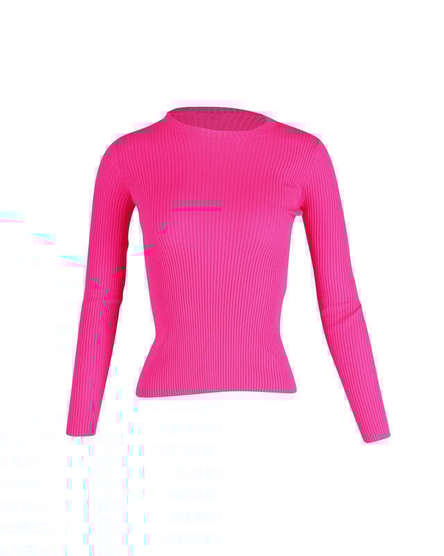 Balenciaga Ribbed Stretch Jersey Top in Neon Pink Nylon