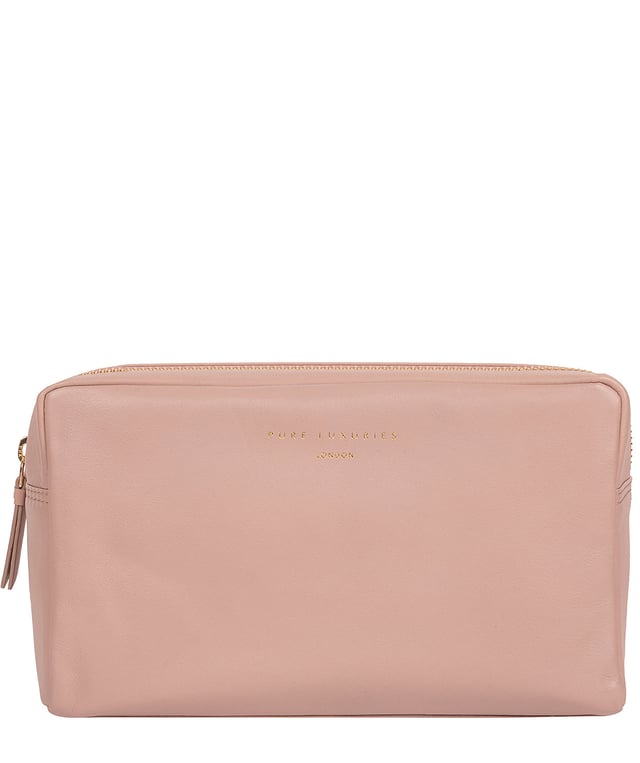 The 'Highgate' leather cosmetic bag is crafted from a luxurious smooth grain natural leather for a soft-touch and stylish finish. Features a zip-over top that conceals the central compartment lined with natural, untreated 100% cotton and has two internal slip pockets. Additional storage space is provided by a zipped pocket on the front of the bag. Finished with the iconic Pure Luxuries gold foil embossed logo and presented in a 100% cotton branded Pure Luxuries pouch.
