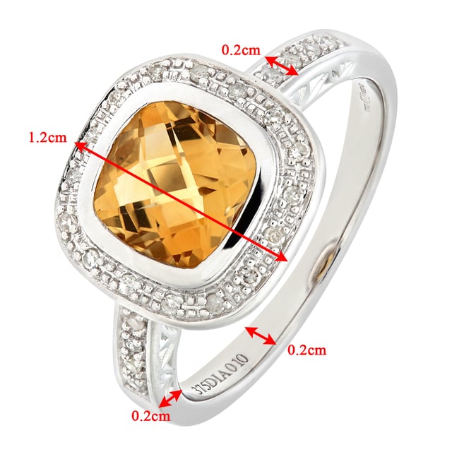 9K (375) Yellow & White Gold: 2.3gr; # Diamond: 0.1ct; # Citrine: 1.35ct