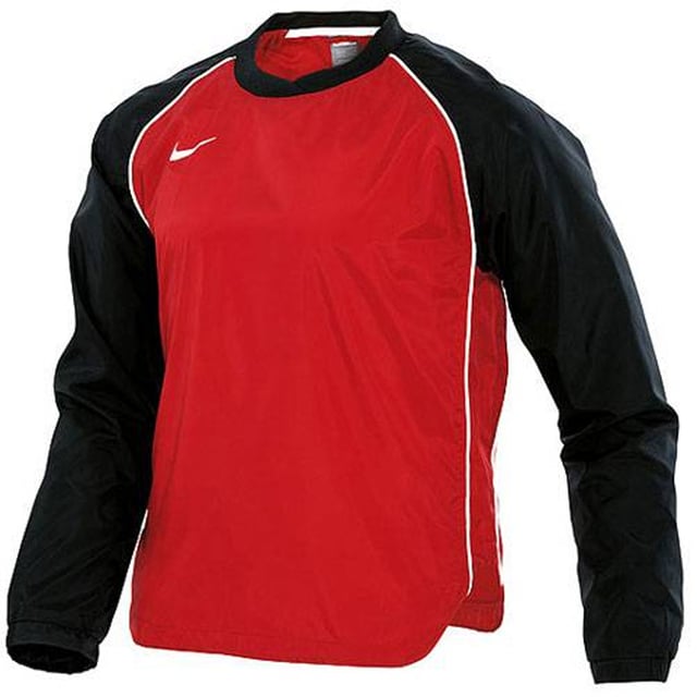 Nike manga larga en v con cuello negro/rojo impreso gráfico masculino fútbol top 264653 648