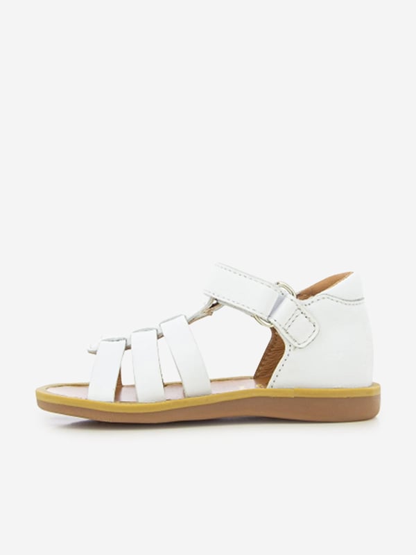 Introducing the Girls Leather Poppy Strap Sandals by Pom D Api in stunning white, perfect for your little girl's Holiday wardrobe. Check out its wonderful features: Chic Design: With an elegant poppy strap, these sandals infuse charm and style, making them a real show-stopper.Premium Quality: Crafted from exquisite genuine leather for unmatched comfort, these sandals are perfect for her delicate feet. Holiday Perfect: The crisp white colour makes these sandals versatile, pairing beautifully with any holiday ensemble.Redefine her wardrobe with these Girls Leather Poppy Strap Sandals in White from Pom D Api. Order now to gift her unparalleled comfort and style!