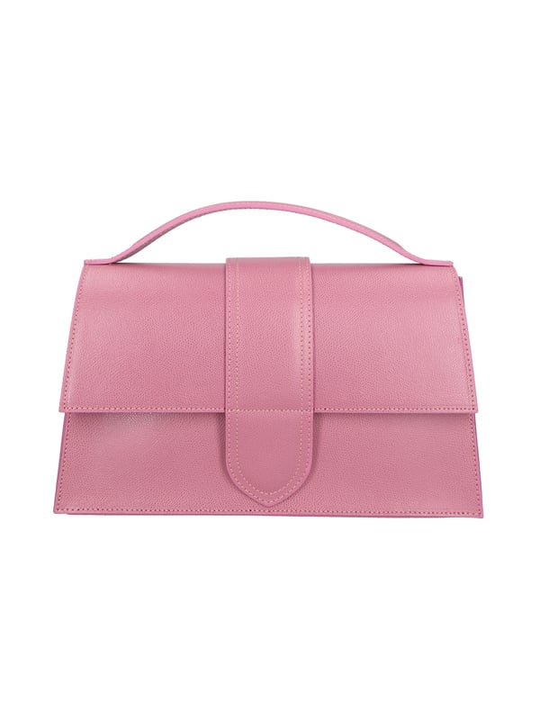 Bolso de mujer en piel granulada a mano con un solo compartimento. Equipado con una correa de hombro extraíble. Producto artesanal italiano en piel genuina. Hecho en Italia.
